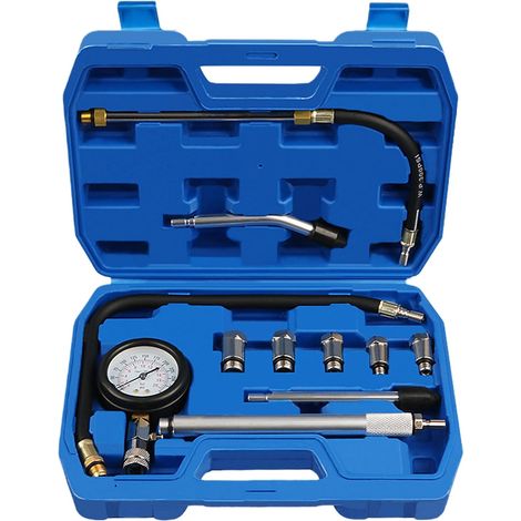 11pcs Car Compression Tester Kit Gasoline Engine Compression Tester 0-300PSI / 0-20Bar with M10/M12/M14/M16/M18 Adapters (1/5)