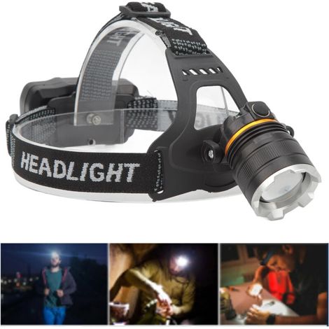 Lampe Frontale Rechargeable Haute Luminosité Zoom Réglable Lampe Frontale Légère Etanche pour Pêche de Nuit en Plein Air,DUBUNS (1/4)