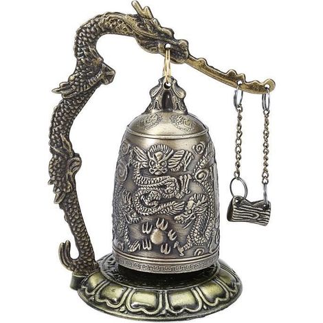 Cloche bouddhiste dragon sculpt Bibelot Bronze Mditation Prire Cloche Monk Objet de Dcoration d'Bureau Domicile Oeuvre d'art (1/4)