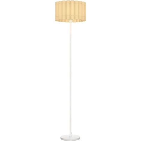 Lampadaire avec douille E27, Lampe sur pied avec abat-jour ondulé, Lampe sur pied avec interrupteur au pied pour salon, chambre, ampoule non incluse, Blanc (1/5)