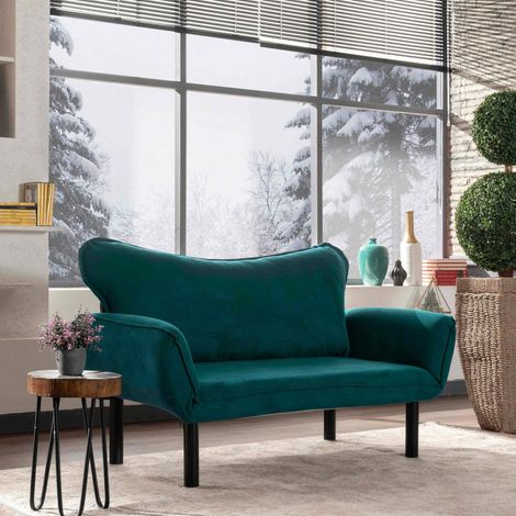 Sofá Cama Dos Plazas Hone, Almacenamiento, Reclinable, Brazos, 140x65 cm Azul (1/4)