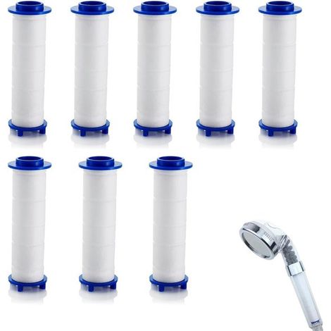 8 PP-Baumwollfilter Filter abnehmbarer Duschkopf Ersatzfilterkartuschen Duschfilter enthärtet hartes Wasser entfernt Chloride und Hautschutz (1/5)