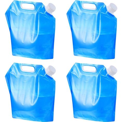 Ensemble de 4 bidons d'eau pliables de 10 L pour voiture, sac à eau pliable (bleu) (1/5)