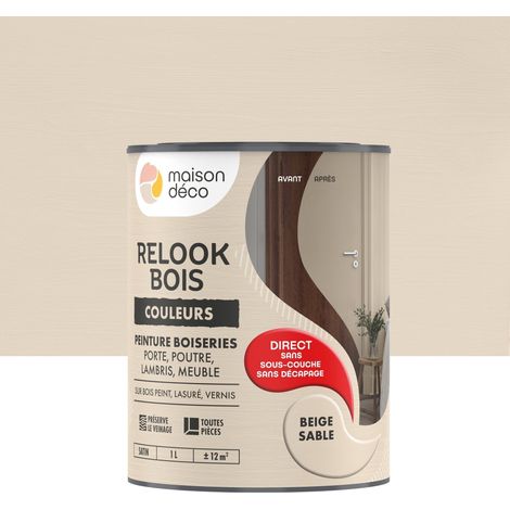 MAISON DECO Peinture  Relook bois MAISON DECO, beige sable satine, 1 l