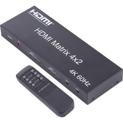 Commutateur/répartiteur matriciel HDMI 4x2 avec télécommande, compatible ARC/MHL/4Kx2K/3D, 4 ports d'entrée HDMI, 2 ports de sortie HDMI (1/4)