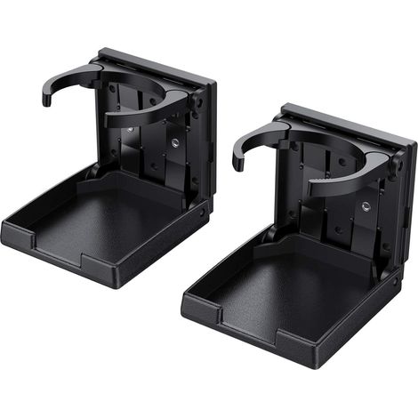 Porte-gobelet voiture réglable universel 2 pièces, support de boisson pliable noir, étanche, boîte en plastique robuste, diamètre 5-7,5 cm, fixations portables pour auto, camion, bateau (1/5)