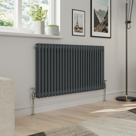 Warmehaus Traditional Double Column Anthracite Radiator Cast Iron Style Radiators 600x1190mm (1/4)