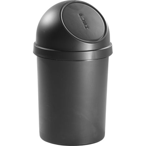 helit, Poubelle à poussoir, en polypropylène, noir, capacité (1/2)