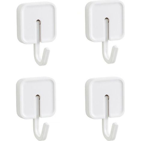 Set di 4 ganci adesivi da parete, molto resistenti, antiscivolo, senza foratura, per cucina, bagno, asciugamani, bombe da bagno, vestiti, ganci appendiabiti sotto i mobili (1/5)