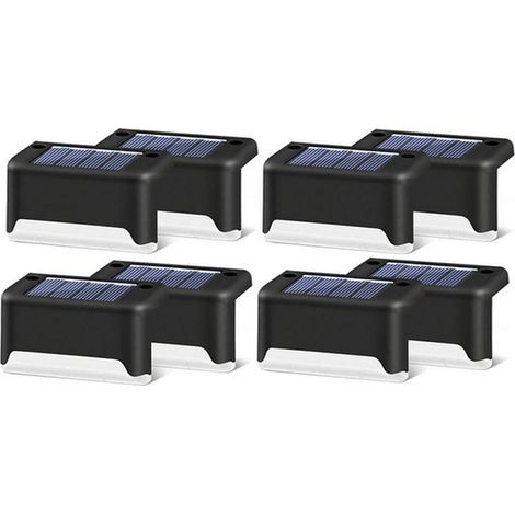 Lot de 16 lampes solaires d'extérieur pour escalier - Étanche - Éclairage LED pour escalier extérieur, marches, clôture, cour, terrasse, gouttière, chemin, décoration, blanc chaud H81 (1/5)