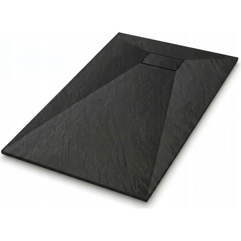 Receveur de douche - 120 x 90 cm - Noir - Profil bas - Avec siphon (1/5)