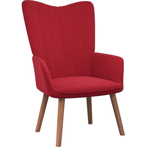 Chaise de relaxation Fauteuil relax - Rouge bordeaux Velours BonneVie-44780 (1/5)