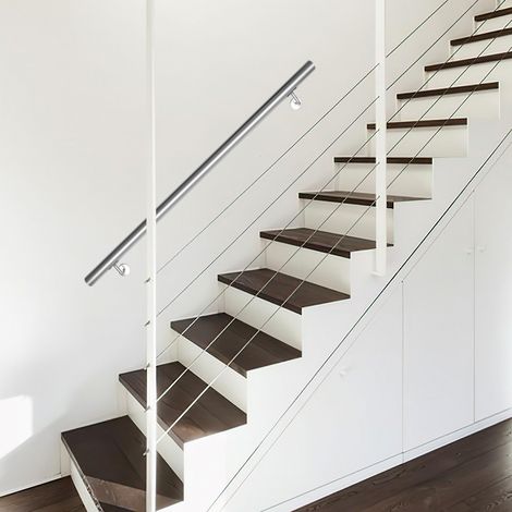 Jiubiaz Corrimano inox 100 cm Ø42 mm in acciaio inox 304, ringhiera a parete spazzolata per scale balcone terrazza interno esterno (1/5)