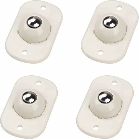 Miniruedas universales autoadhesivas blancas (4 unidades), ruedas giratorias para muebles pequeños, para cubos de basura, cajas de almacenamiento y muebles pequeños. (1/4)