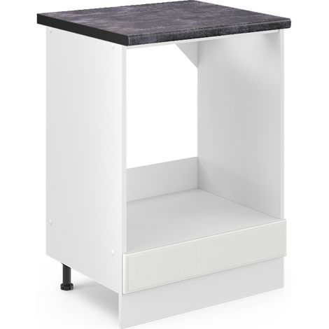 Herdumbauschrank R-Line, Weiß Landhaus, 60 cm , AP Anthrazit, Vicco