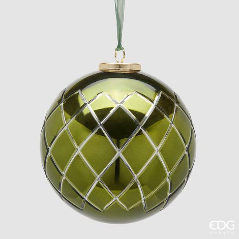 EDG Enzo De Gasperi Addobbo Palla di Natale Rombi D 15 Cm Red