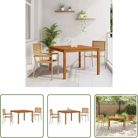 Gartenstühle -  Garten Essgruppe 3 pcs Beige Massivholz Akazie (1/5)