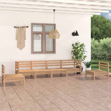 Set divani da giardino modulare in legno massello di pino, salotto per esterno, 6 pezzi - PANGIVO (1/5)