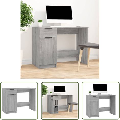 The Living Store Bureau Sonoma gris 100x50x75 cm Bois d'ingénierie - Bureau - Meuble De Bureau - Bureau Informatique - Table Ordinateur - Bureau Moderne (1/5)