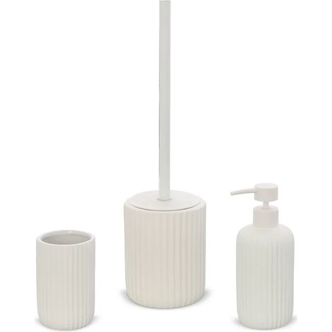 Set accessori bagno 3 pezzi in ceramica bianco soft touch Spring