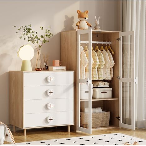Armario combinado con cómoda 160 x 50 x 150 cm blanco y roble (1/5)
