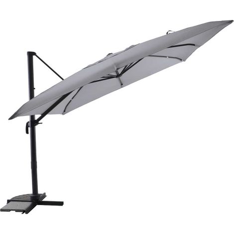 Parasol déportée 3 x 3 m inclinable 5 positions Gris clair - Jardideco (1/2)