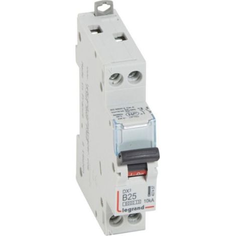Disjoncteur DX³6000 10kA arrivée haute et départ bas à vis U+N 230V - 25A - courbe B - 1 module - LEGRAND