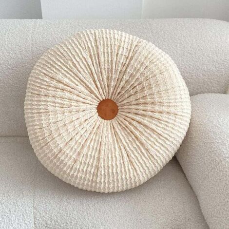 Coussin rond plissé en forme de citrouille, coussin décoratif de couleur unie, convenant aux chambres, canapés, bureaux et à la décoration de sol.