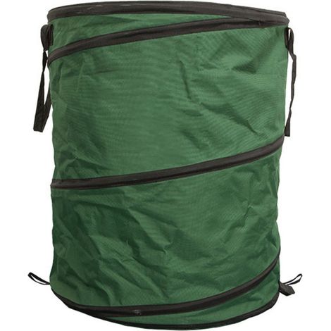 Sac de jardin pop-up 123 L - Diamètre 47x55 cm - Autoportant avec poignées - Léger et pliable - Pour déchets verts et feuilles - Vert (1/5)