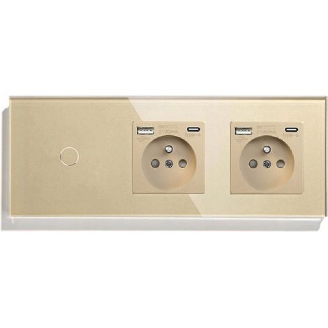 SINGLE TOUCH SWITCH 1K + 2x USB-C BUCHSE GLASSCHALTER (1/5)