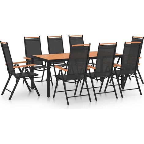 Ensemble à manger de jardin 9 pcs-Salon de jardin aluminium noir 116275 (1/5)