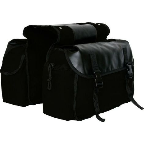 Fahrradtasche, wasserdichte Gepäckträgertasche, doppelte Fahrradtasche, faltbare Aufbewahrungstasche für Pendler, Reisen, Picknicks, Radfahren, Outdoor-Sportarten (Schwarz) (1/5)
