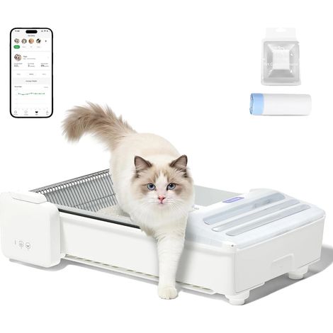 Arenero para gatos, autolimpiable, diseño extragrande, blanco, XXL (1/2)