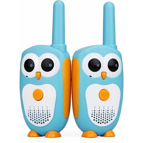 RT30 Talkie Walkie Enfant, Hibou Facile Petits Jouets, LED Yeux, 3-5 Ans Garçons Filles, Cadeaux Jouets Idéaux, Rechargeable Longue Portée, Camping Jeu Familial (2 Paires, Bleu) (1/5)