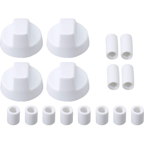 Lot de 4 boutons de commande en plastique pour cuisinière/four avec 12 adaptateurs Blanc (1/5)