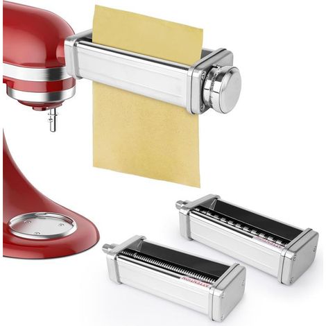 Accessoire pour Pâtes pour Kitchenaid, Comprenant un Rouleau pour Feuilles de Pâtes, un Coupe-Spaghetti et un Coupe-Fettuccini pour La Machine à Pâtes pour Kitchenaid (1/5)