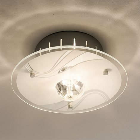 Luce a soffitto Luce a soffitto Luce di cristallo Luce di design Metallo, vetro a specchio, cristalli di vetro, vetro 1x G9, D 18 cm