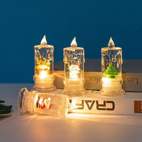 Bougies de Noël LED, 4 bougies de Noël à paillettes sans flamme (1/5)