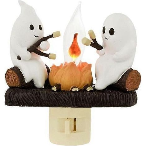 Décorations d'Halloween : veilleuse fantôme scintillante avec feu de camp, ornements lumineux fantômes (prise australienne). (1/5)