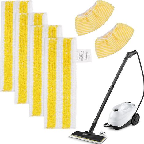 Ersatz-Chiffons für Kärcher SC3 Dampfreiniger - 5er Set Bezüge mit Klettverschluss (3 große gestreifte, 2 kleine einfarbige)-lsw (1/5)