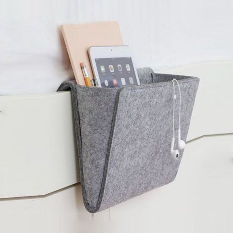 Chevet Canapé Organisateur, Poche de lit de Chevet, Sac de Rangement à Suspendre, pour Téléphone, Télécommande, Magazine, Lunettes, (1/3)