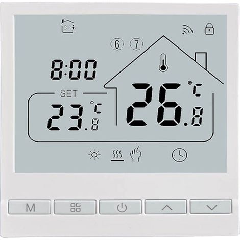 Thermostat Wi-Fi pour chaudière. Thermostat avec commande vocale Alexa, thermostat numérique intelligent sans fil programmable Tuya pour le chauffage, l'eau et le gaz. Thermostat d'ambiance intégré (1/5)