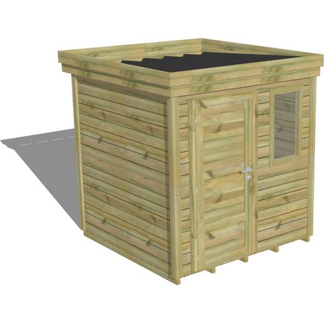 ABRI DE JARDIN bois Pin autoclave 27mm - 2,14x2,14m / 4,6m2 - Bac acier - Plancher bois (1/5)