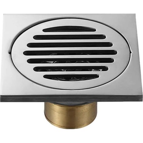 Siphon de douche, acier inoxydable 304 avec grille de protection amovible pour attrape-cheveux, drain de douche - 10 x 10 cm (1/5)