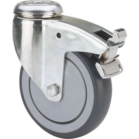 rueda giratora agujero m10 freno 300-100-5 cp poliamix-goma gris eje bolas (1/2)