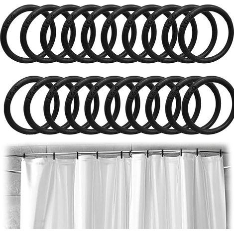 Rideaux Suspendus Anneaux 100 Pièces Anneaux Rideaux Douche Diamètre Intérieur 40mm Anneaux de Rideaux en Métal pour Plupart Tringle (Noir) (1/5)
