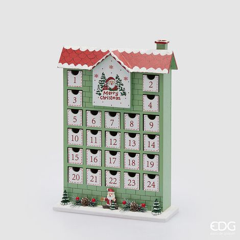 EDG Enzo De Gasperi Casetta Avvento Natalizia H35,5x25x9,5 cm Verde Chiaro – Decorazione di Natale (1/5)