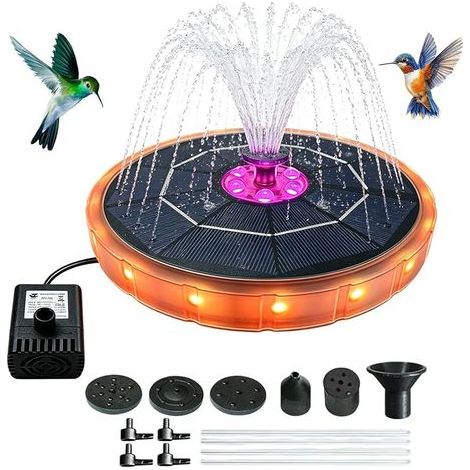 Fontaine Solaire Extérieur, Fontaine Solaire LED Colorée 3,8 W, Fontaine Solaire Flottante pour Extérieur, 100-200 L/H, 6 Buses Et 4 Tubes Fixes, Pompe À Eau pour Étang, Piscine, Étang À Poissons (1/5)