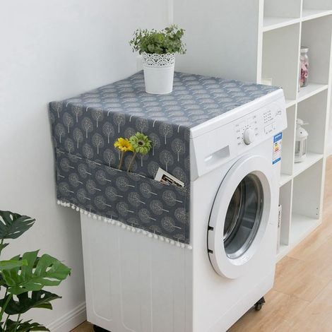 Housse Pour Lave-Linge - 130 x 55 cm - Tissu Coton - Anti-Dérapante - Pour Machine À Laver Et Réfrigérateur - 1 Pièce