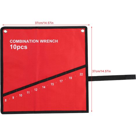 Werkzeugtasche aus Canvas mit 10 Fächern, praktischer und robuster Organizer mit Befestigungsbändern zum Aufrollen in Rot (1/5)